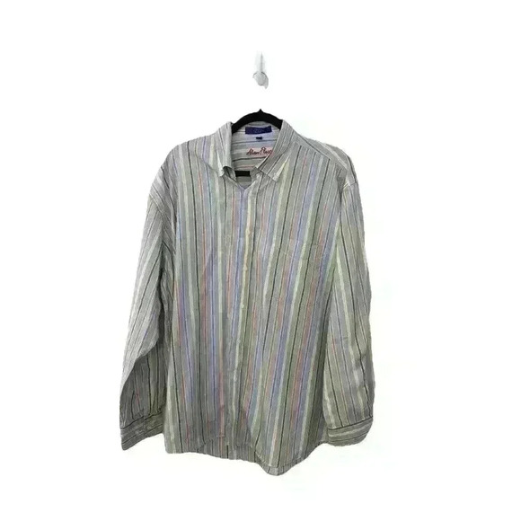 Alan Flusser Men’s XL Striped Button Down Shirt 100% Cotton - Picture 1 of 11